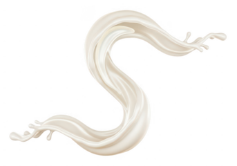 White liquid splash forming a letter s isolated on transparent background