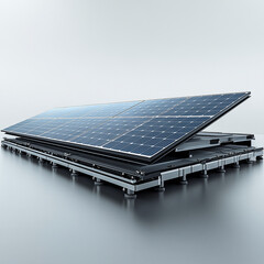 Solar panel on a pole isolated on a white background