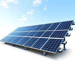 Solar panel on a pole isolated on a white background