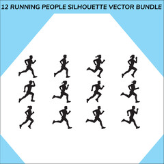 Naklejka premium Collection of running human silhouettes isolated on transparent background silhouette