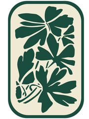 
Hand Drawn Botanical Vector Pattern - Green Leaves on Beige Background
