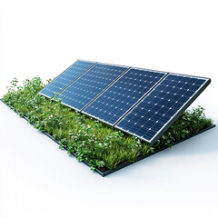 Solar panel on a pole isolated on a white background