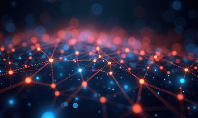 Obraz premium Abstract Network of Glowing Nodes and Connections
