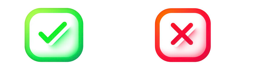 Fototapeta premium Green checkmark and red X icons (1)