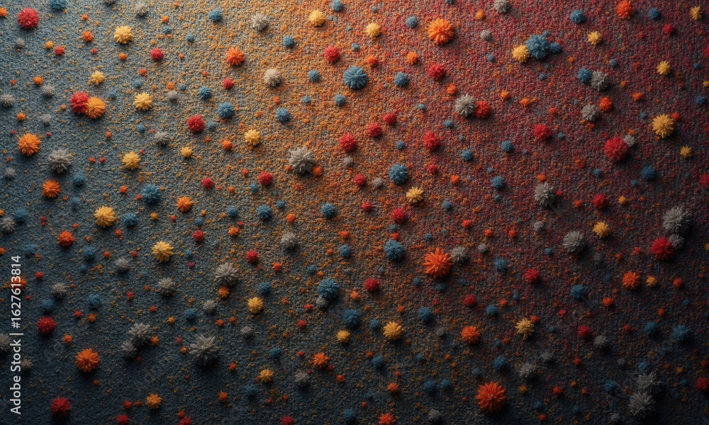Aufkleber abstract texture with spiky microscopic forms in gradient colors