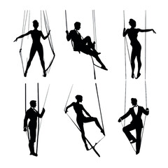aerialist silhouette set, Black & White silhouette set