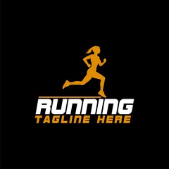 Running Sports Logo design icon isolated on black background