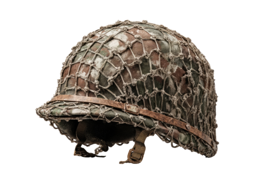 Vintage military helmet, camouflaged