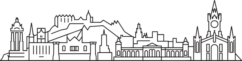 Fototapeta premium Detailed Outline of Salt Lake City Skyline Vector Illustration of Utah Landmark