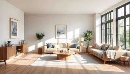 right and Modern Living Room Interior with Minimalist Decor