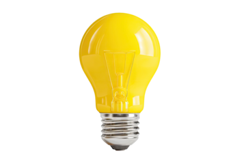 Bright yellow lightbulb against black background