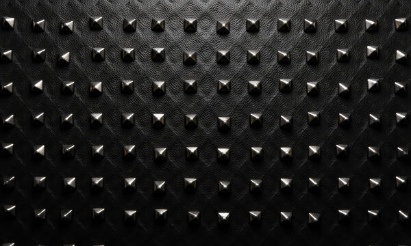 Dark Textured Leather with Silver Studs