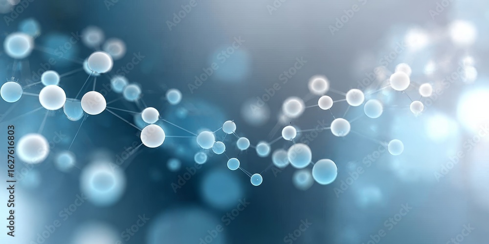 Aufkleber network connections and molecule structure visualization on a bright medical abstract background