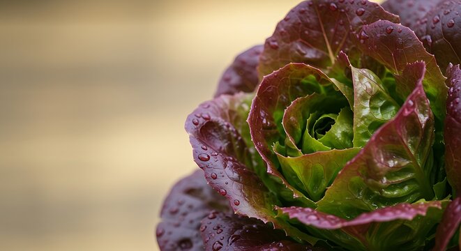 Red Leaf Lettuce with Water Droplets
