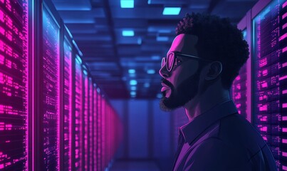 Artificial intelligence cybersecurity threat illustration concept, showing a multiethnic team of IT specialists analysing data and technology to combat AI-driven cybersecurity attacks, Generative AI