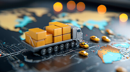 Efficient cargo transport strategy global trade landscape digital illustration business environment aerial view logistics concept