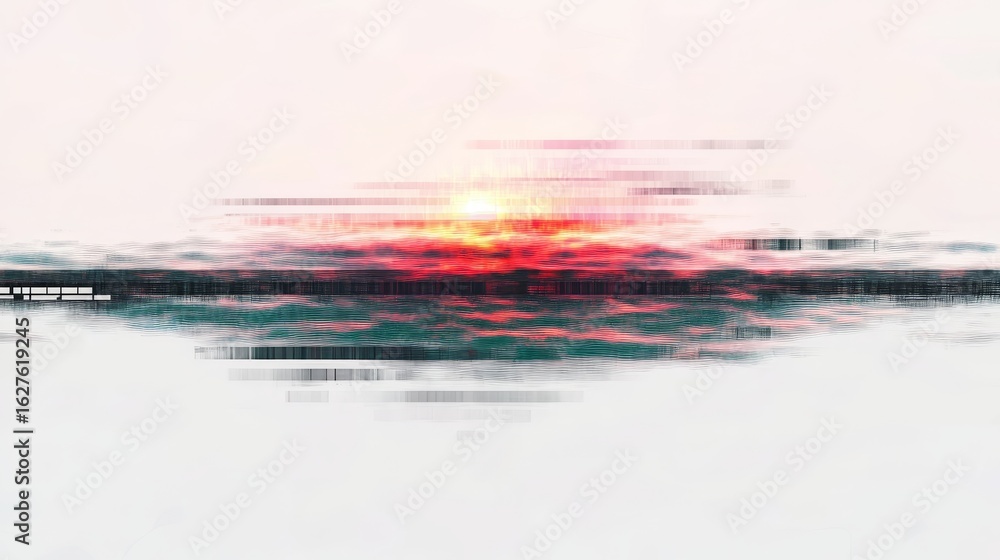 Poster abstract glitch art distorted pixel textures creating optical illusions and bad signal aesthetics