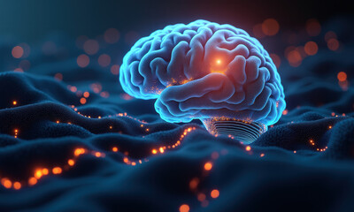 Fototapeta premium Glowing Digital Brain with Neural Network Connections