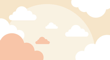 Pastel cloud patterns on a light beige background. Child-like graphic design with various shades of clouds.