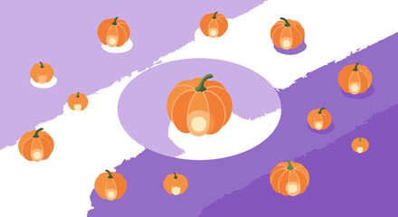 Illuminated pumpkin pattern on a purple background.