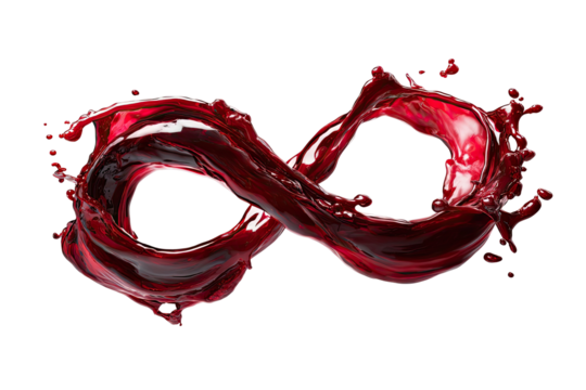 Red liquid swirls in an infinity symbol