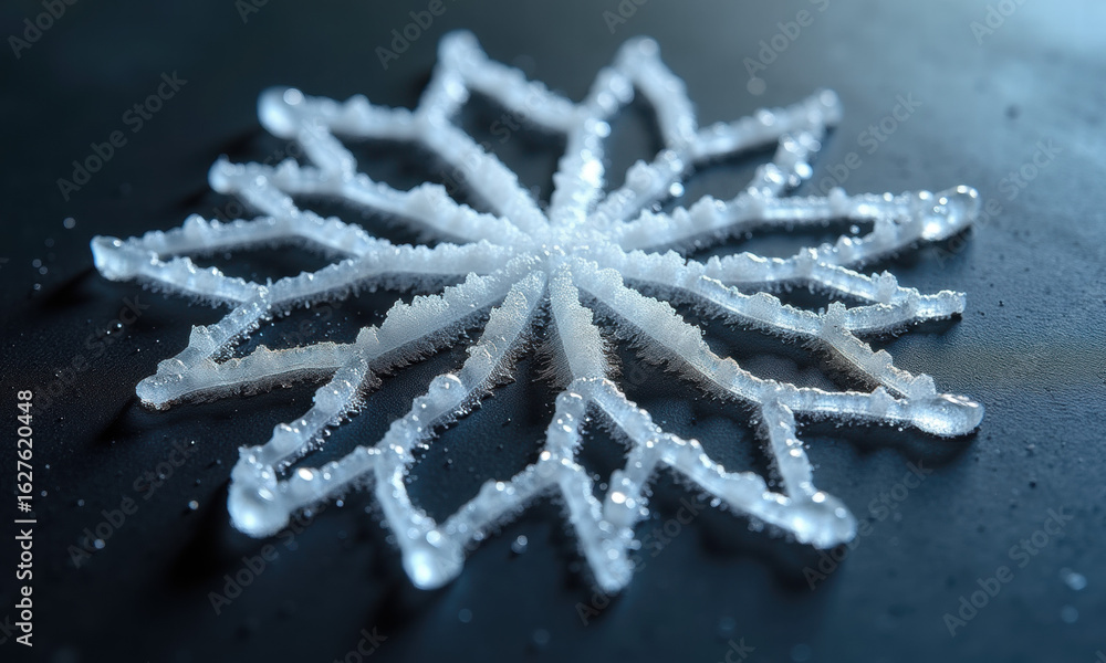 Poster intricate frozen snowflake macro shot
