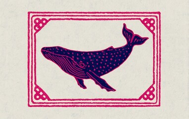 whale illustration graphic design marine life ocean mammal art design frame pattern whale drawing