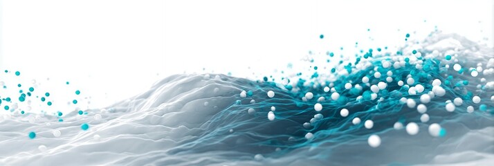 abstract water wave illustration with turquoise spheres