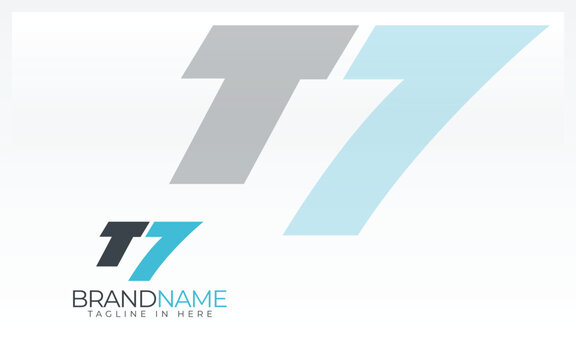 Letter T and number 7  logo formed with simple and modern shape