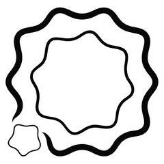 Set of hand drawn wavy square and oval decorative frames with a flowing organic artistic style