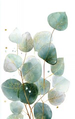 eucalyptus watercolor painting green leaves botanical illustration