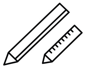 A black pencil and ruler isolated on white background Ai Generated