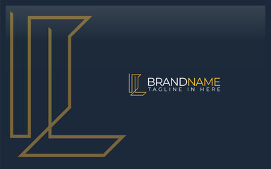 Letter L logo formed with gold line in simple and modern shape