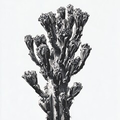black and white cactus plant detail botanical desert flora