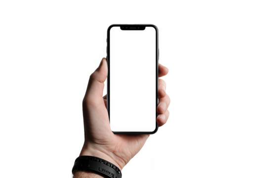 Hand holding a smartphone with blank screen (67)