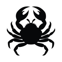 Black silhouette of a crab with claws raised on a white background animal