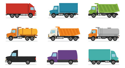 set of trucks vector illustration