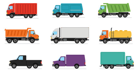 set of trucks vector illustration