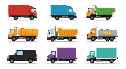 set of trucks vector illustration