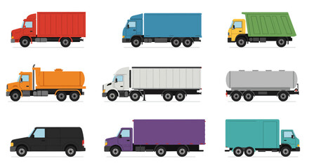 set of trucks vector illustration