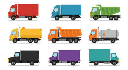set of trucks vector illustration