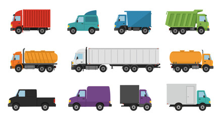 set of trucks vector illustration