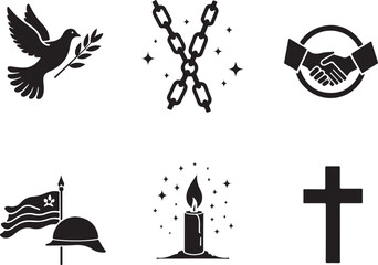 Naklejka premium Powerful symbols represent peace, freedom, unity, and remembrance.