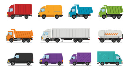 set of trucks vector illustration