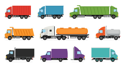 set of trucks vector illustration