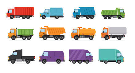 set of trucks vector illustration