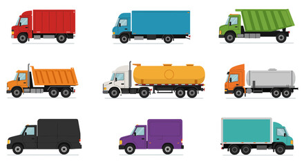 set of trucks vector illustration