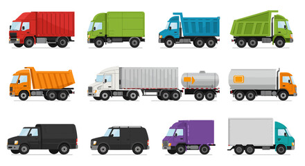 set of trucks vector illustration