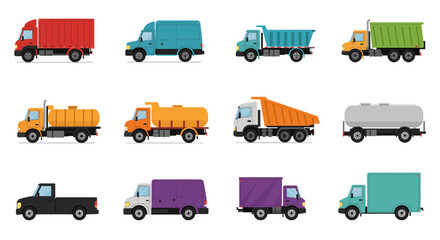set of trucks vector illustration