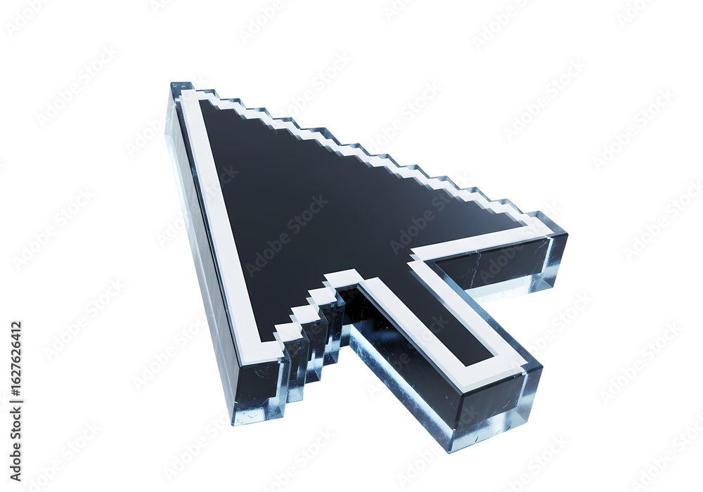 Fototapete pixelated pointer: this image features a close-up shot of a digitally rendered pixelated cursor, the